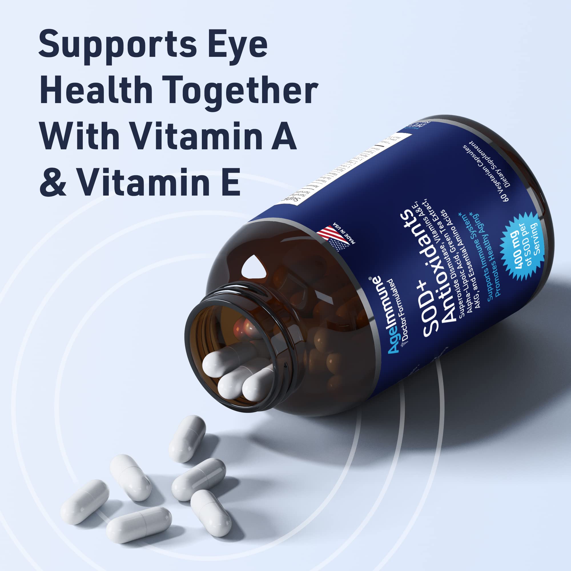 AgeImmune SOD Antioxidants Complex 400mg with green tea extract
