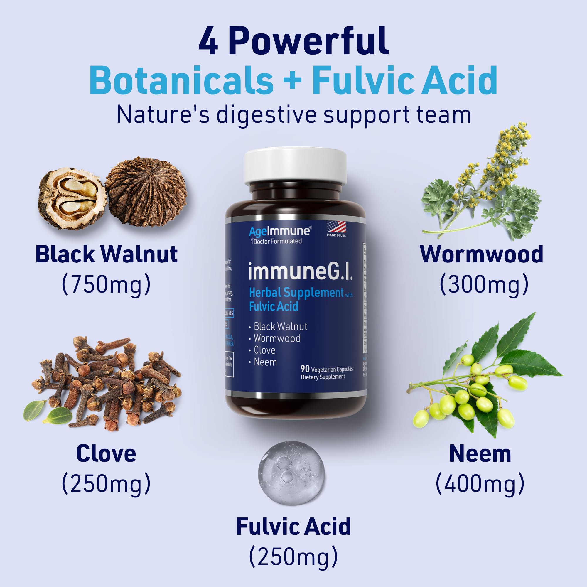 AgeImmune Wormwood Complex Herbal Supplement ingredients list