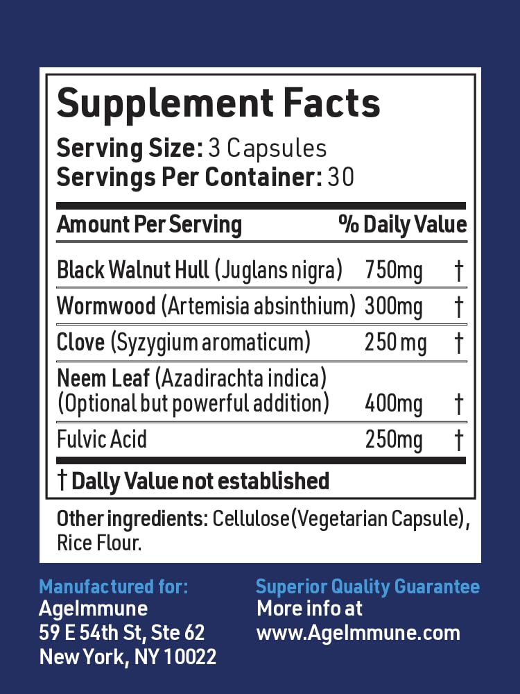 AgeImmune Wormwood Complex Herbal Supplement side view