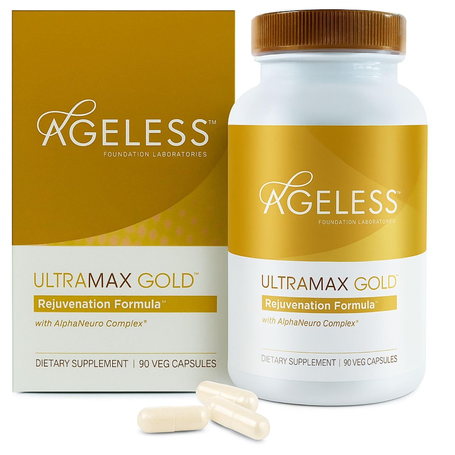 Ageless Foundation Laboratories UltraMAX Gold Capsules front view