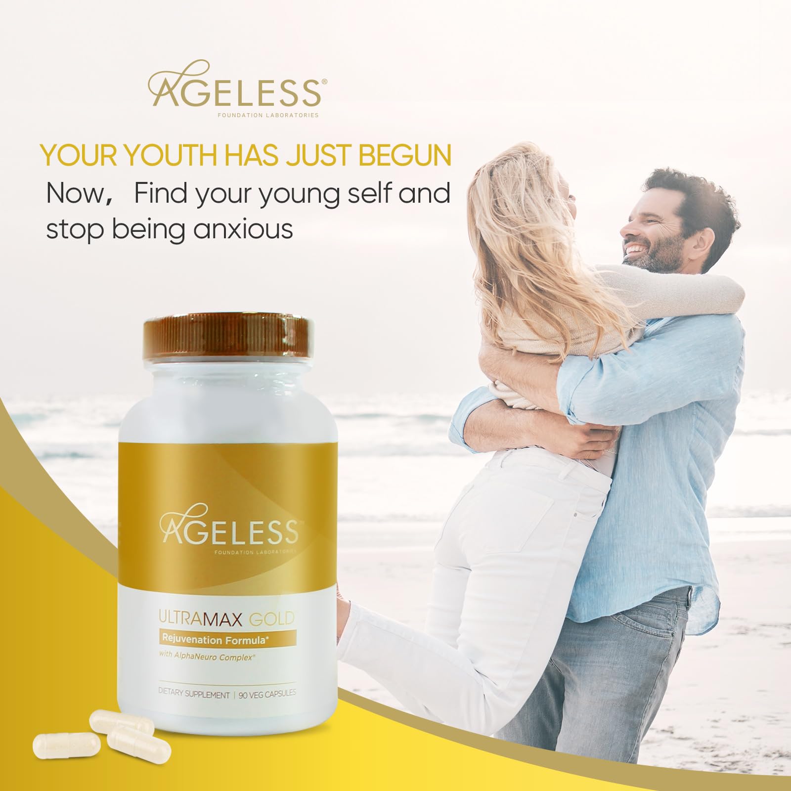 Ageless Foundation Laboratories UltraMAX Gold Capsules in a health setting