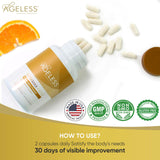 Ageless Foundation Laboratories UltraMAX Gold Capsules on a wooden table