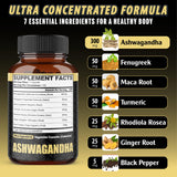 agobi Ashwagandha bottle with label showing ingredients
