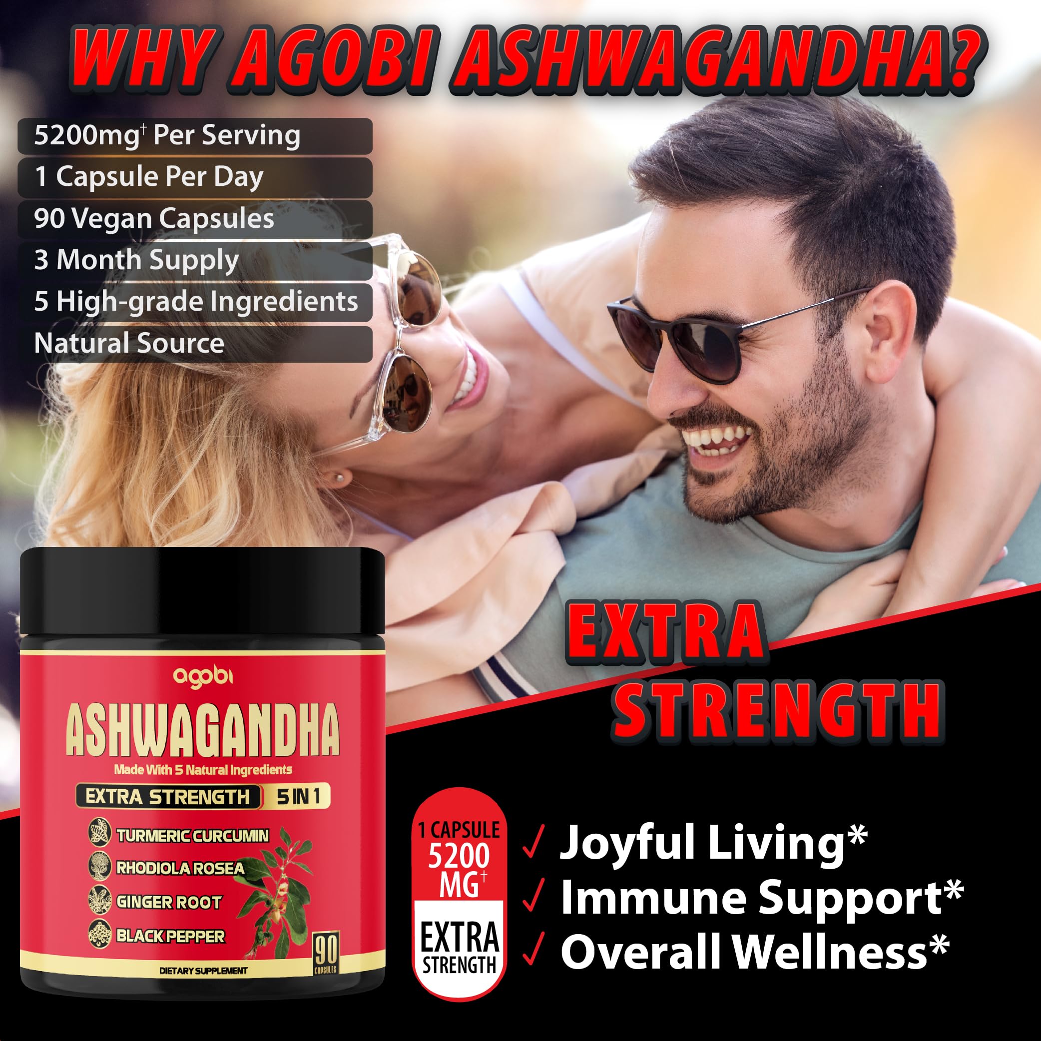 agobi Ashwagandha Capsules bottle top view
