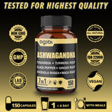 agobi Ashwagandha capsules in a clear bowl