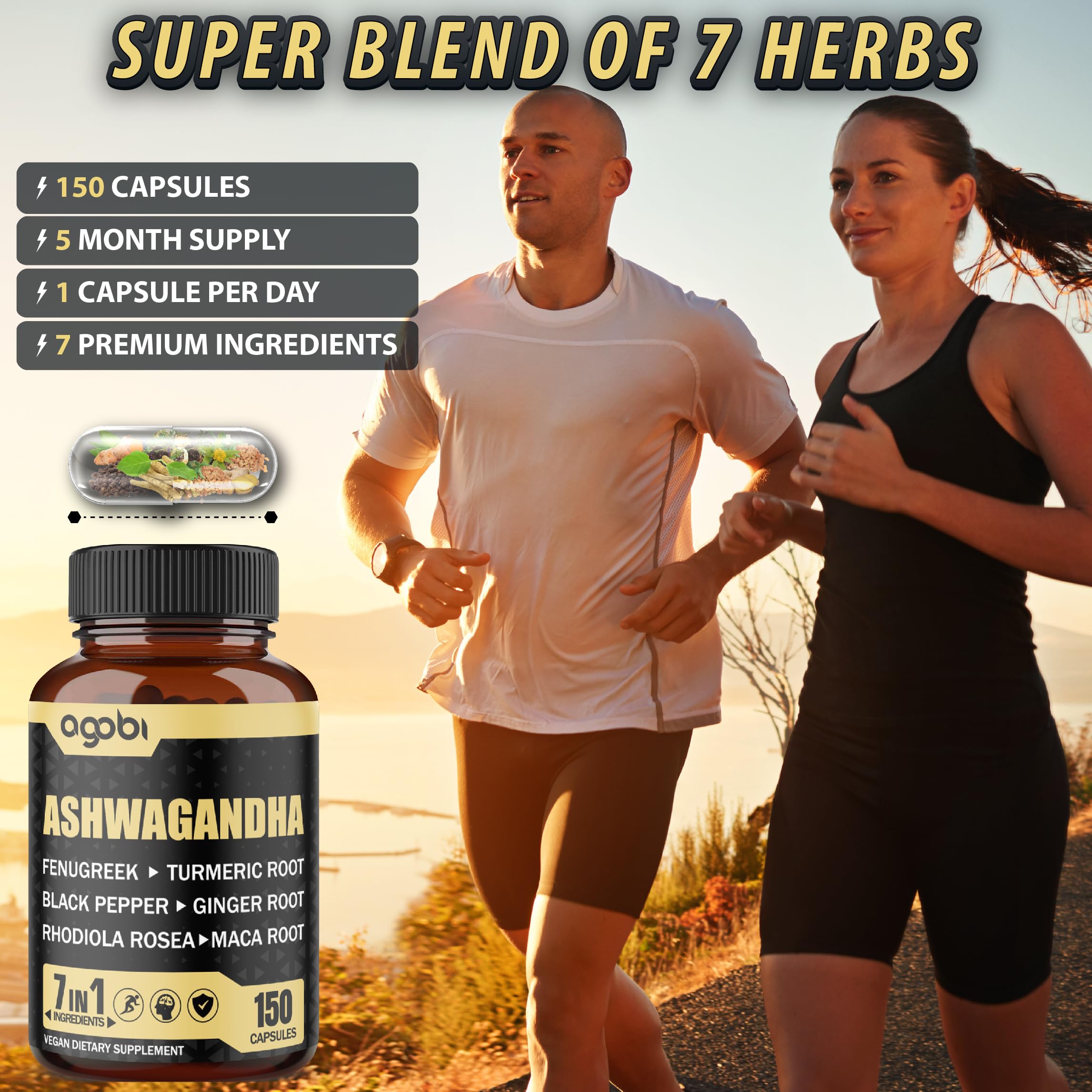 agobi Ashwagandha Herbal Supplement packaging side view