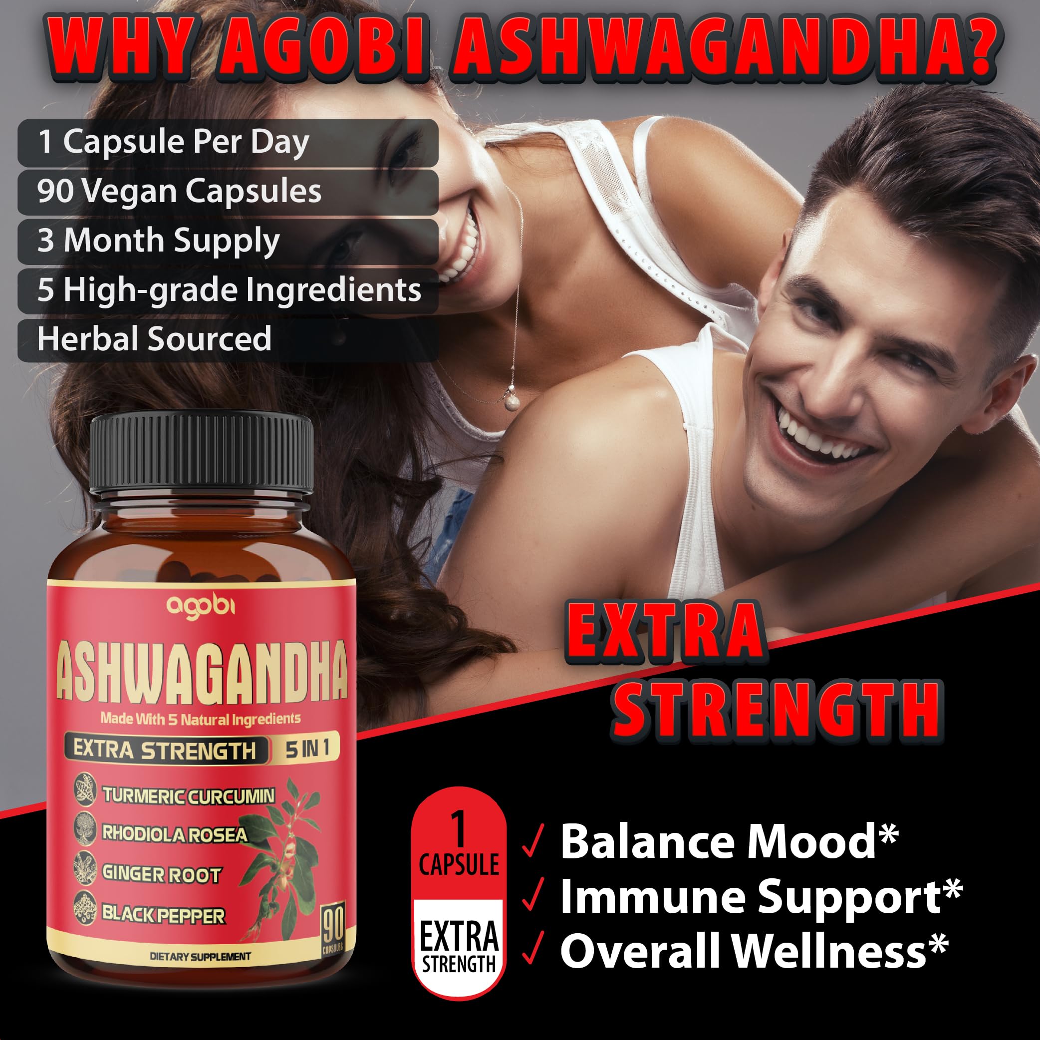 agobi Ashwagandha Supplement side view of bottle