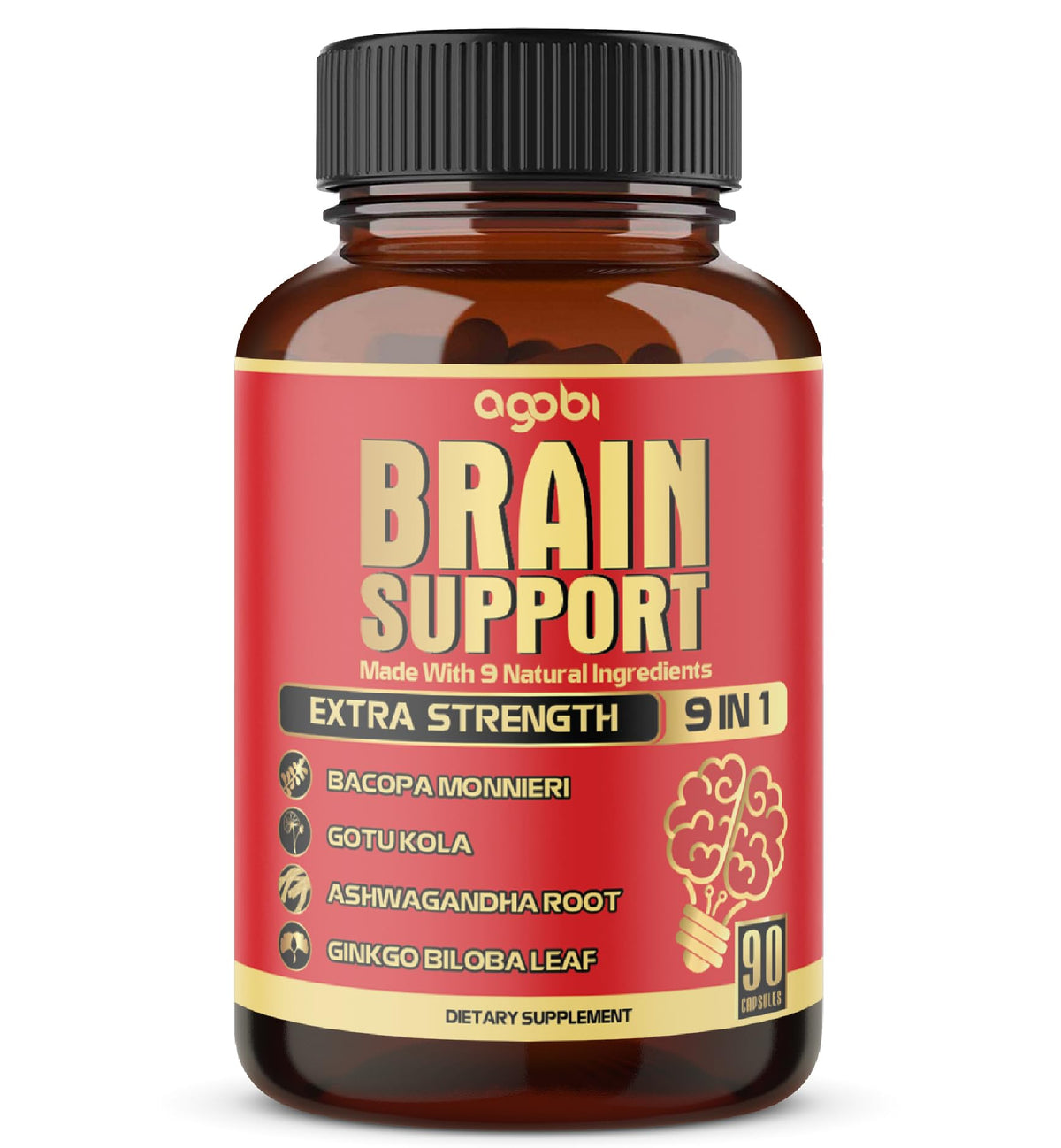 agobi Bacopa Monnieri Brain Support Supplement bottle front view