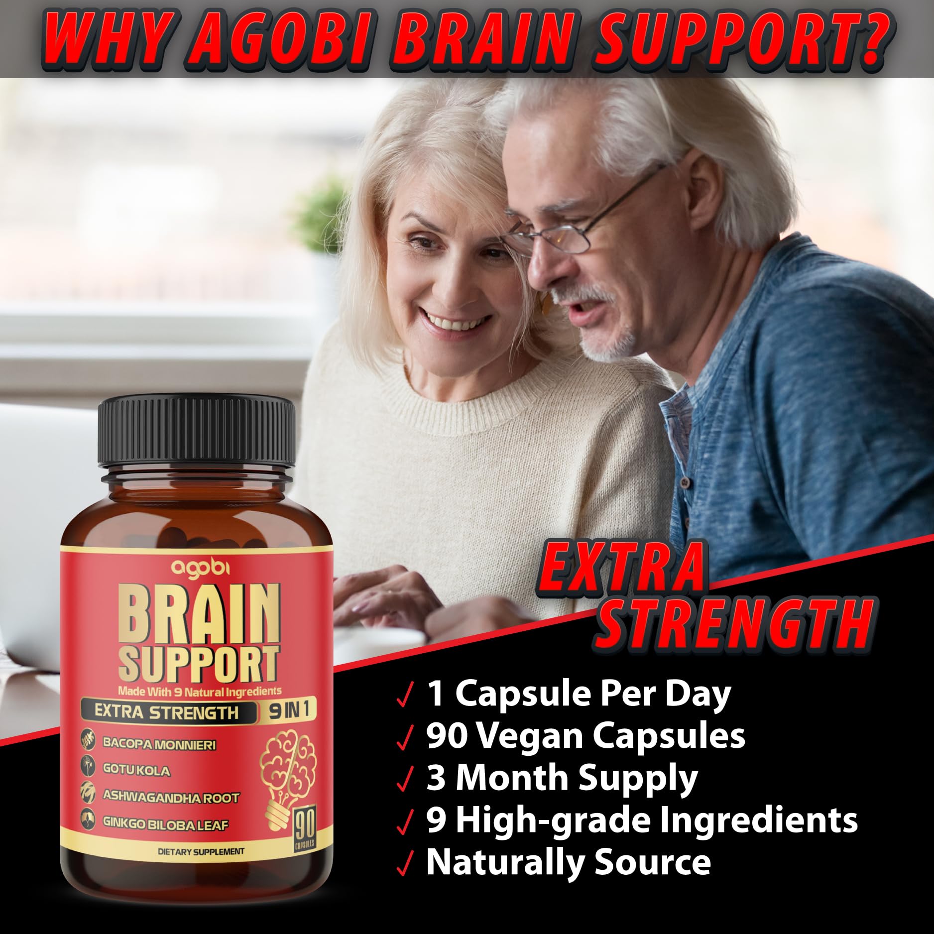 agobi Bacopa Monnieri Brain Support Supplement packaging details