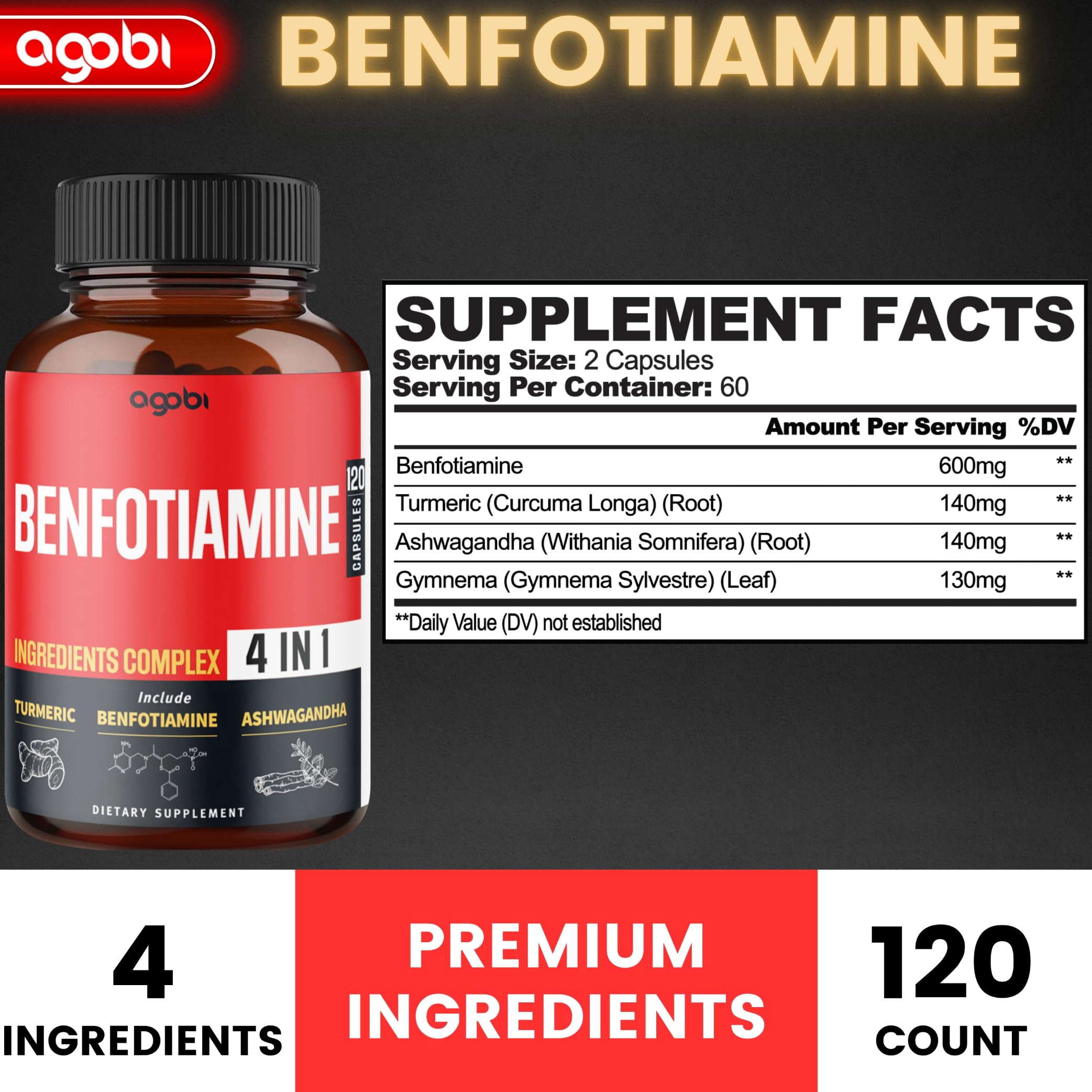 agobi Benfotiamine Supplement bottle with label