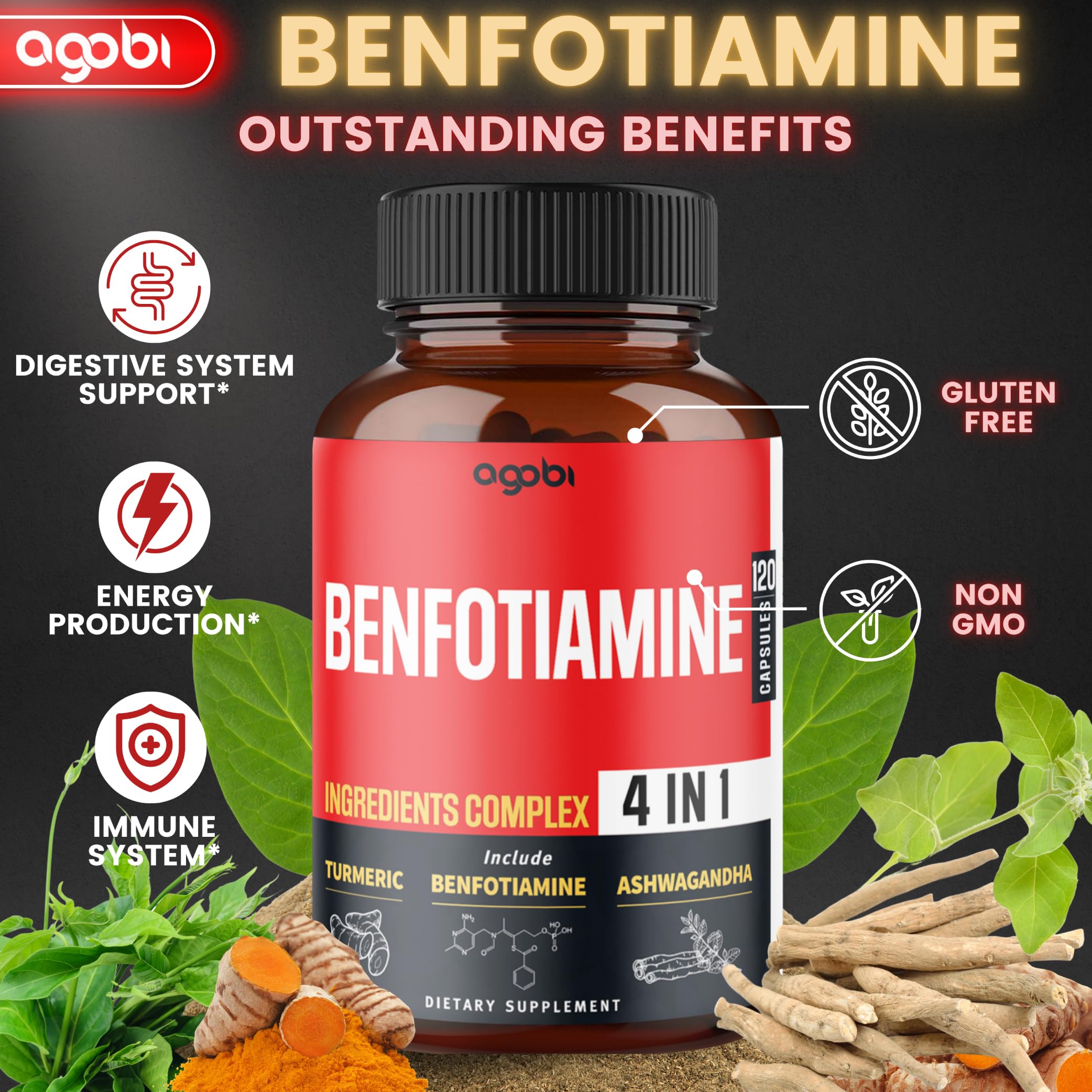 agobi Benfotiamine Supplement capsules close-up