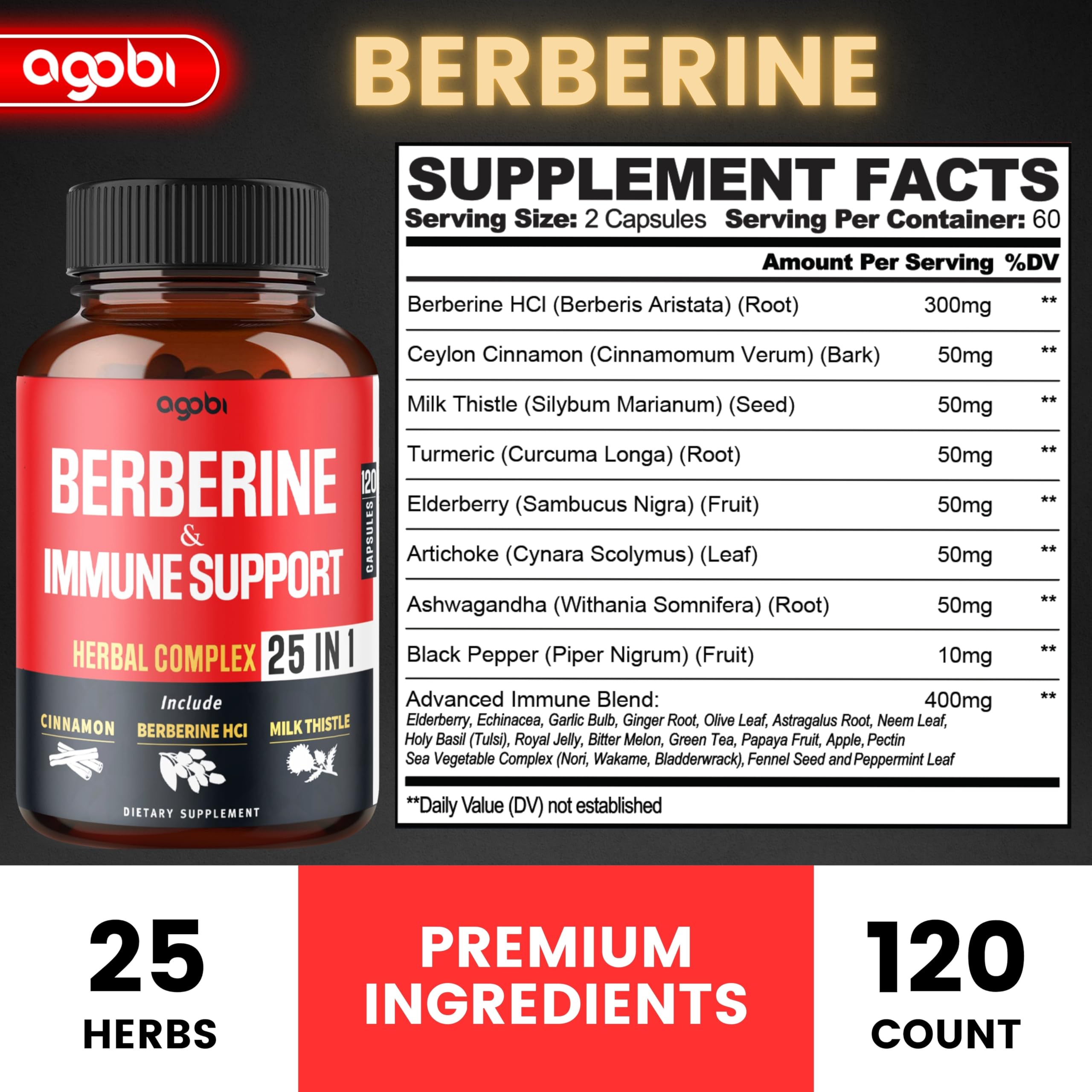agobi Berberine Capsules bottle with label