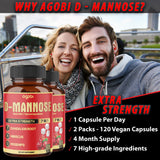 agobi D-Mannose Cranberry Supplement capsules on a wooden surface