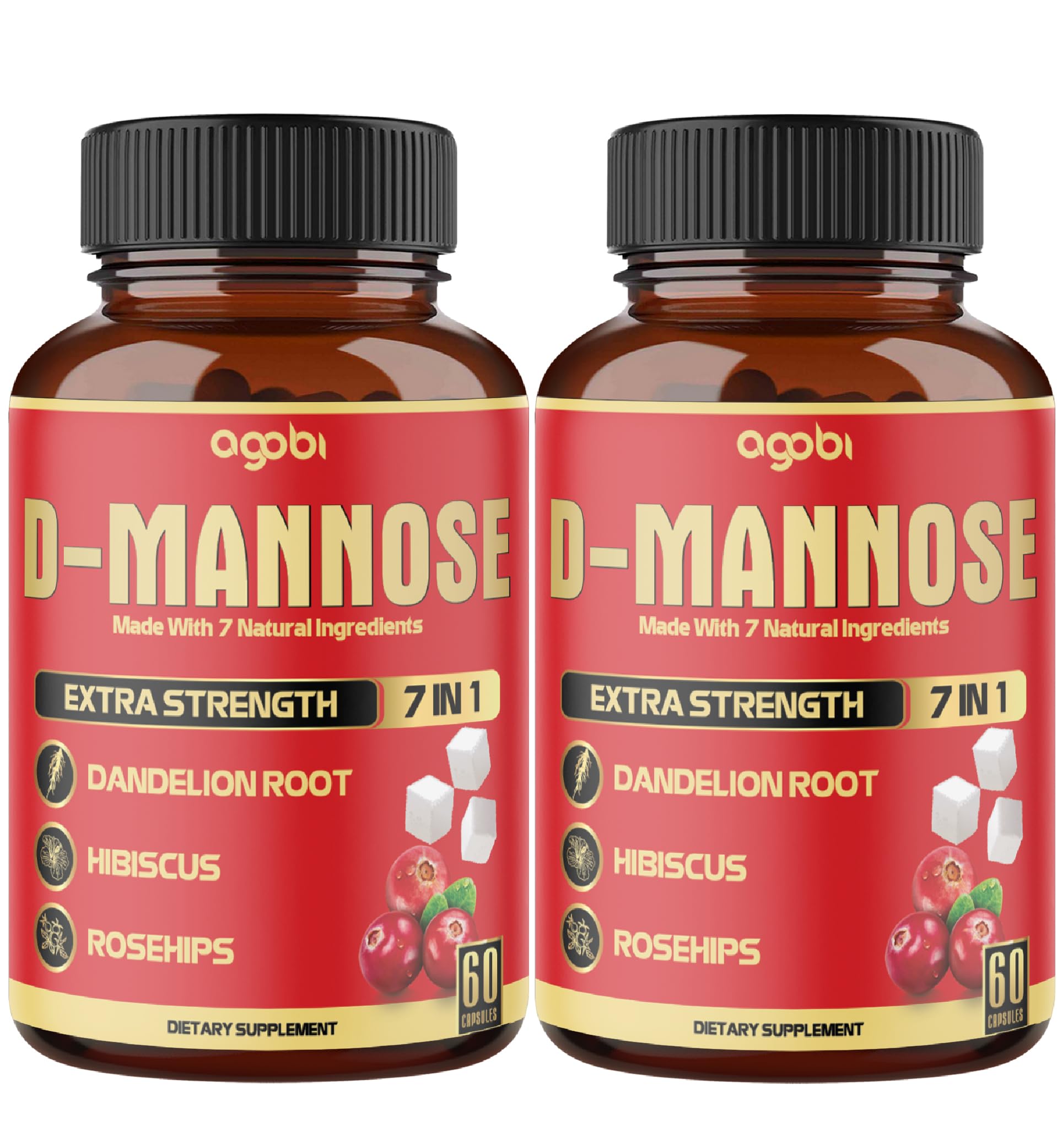 agobi D-Mannose Cranberry Supplement front view of 60 capsules