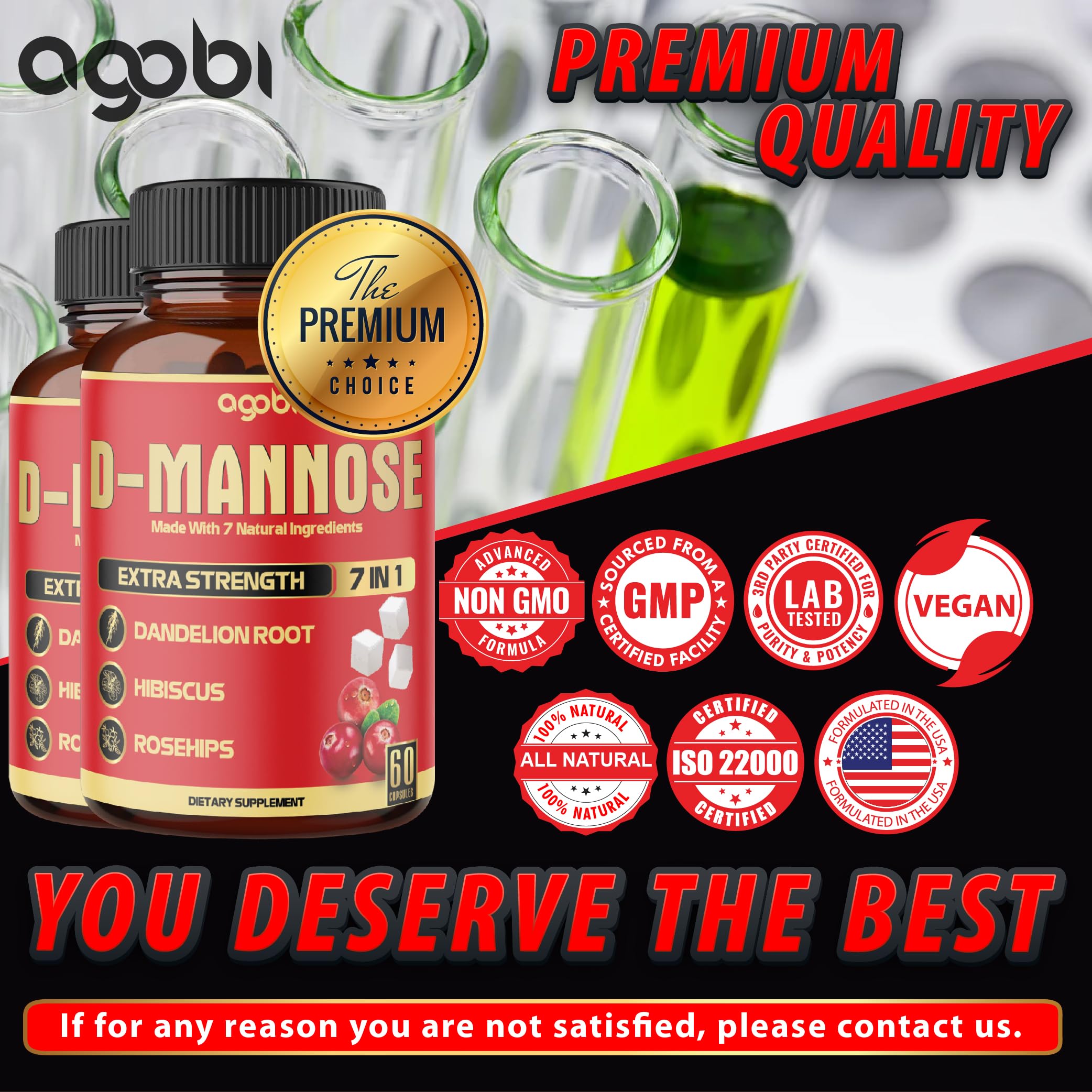 agobi D-Mannose Cranberry Supplement lifestyle shot with fresh cranberries