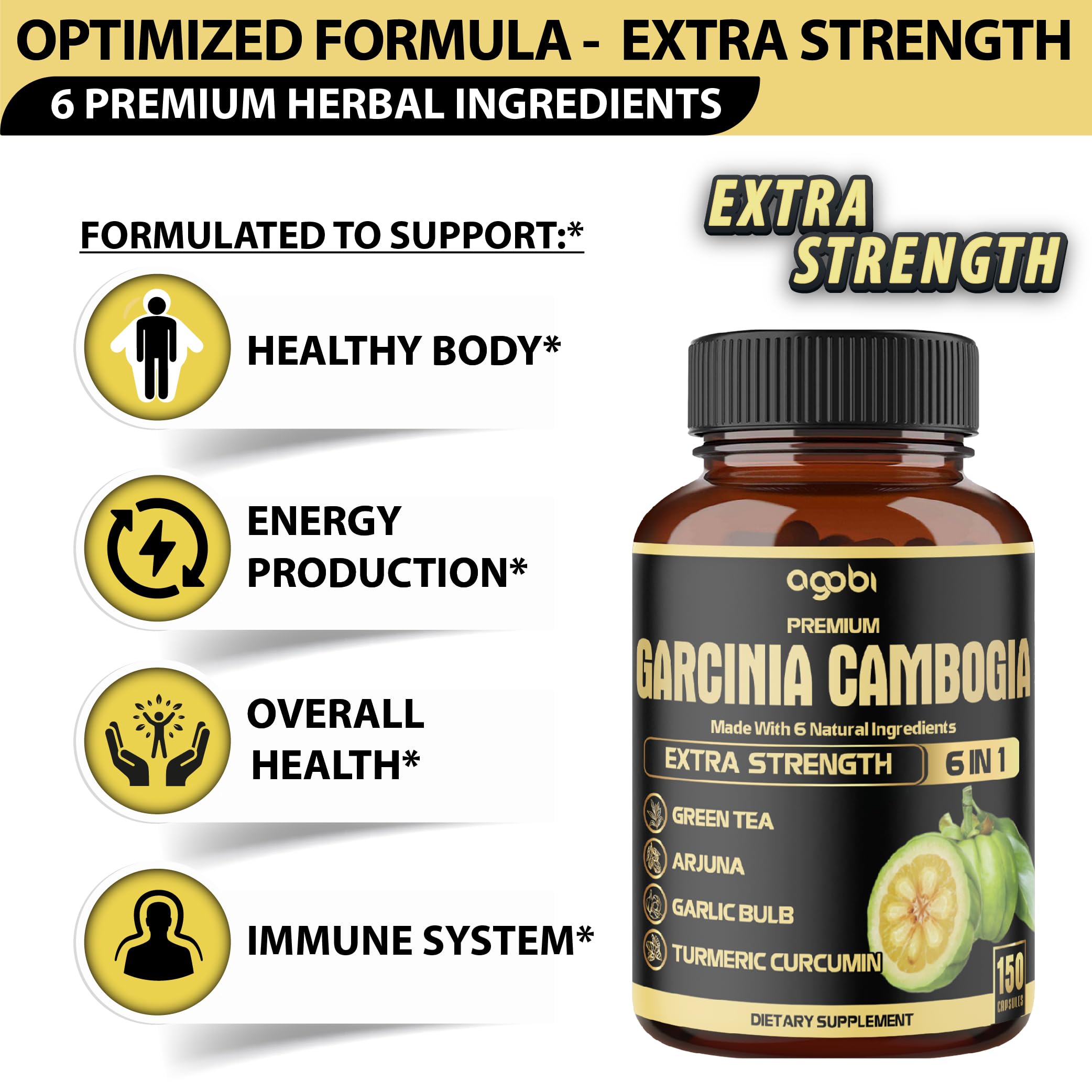 agobi Garcinia Cambogia capsules on a wooden surface