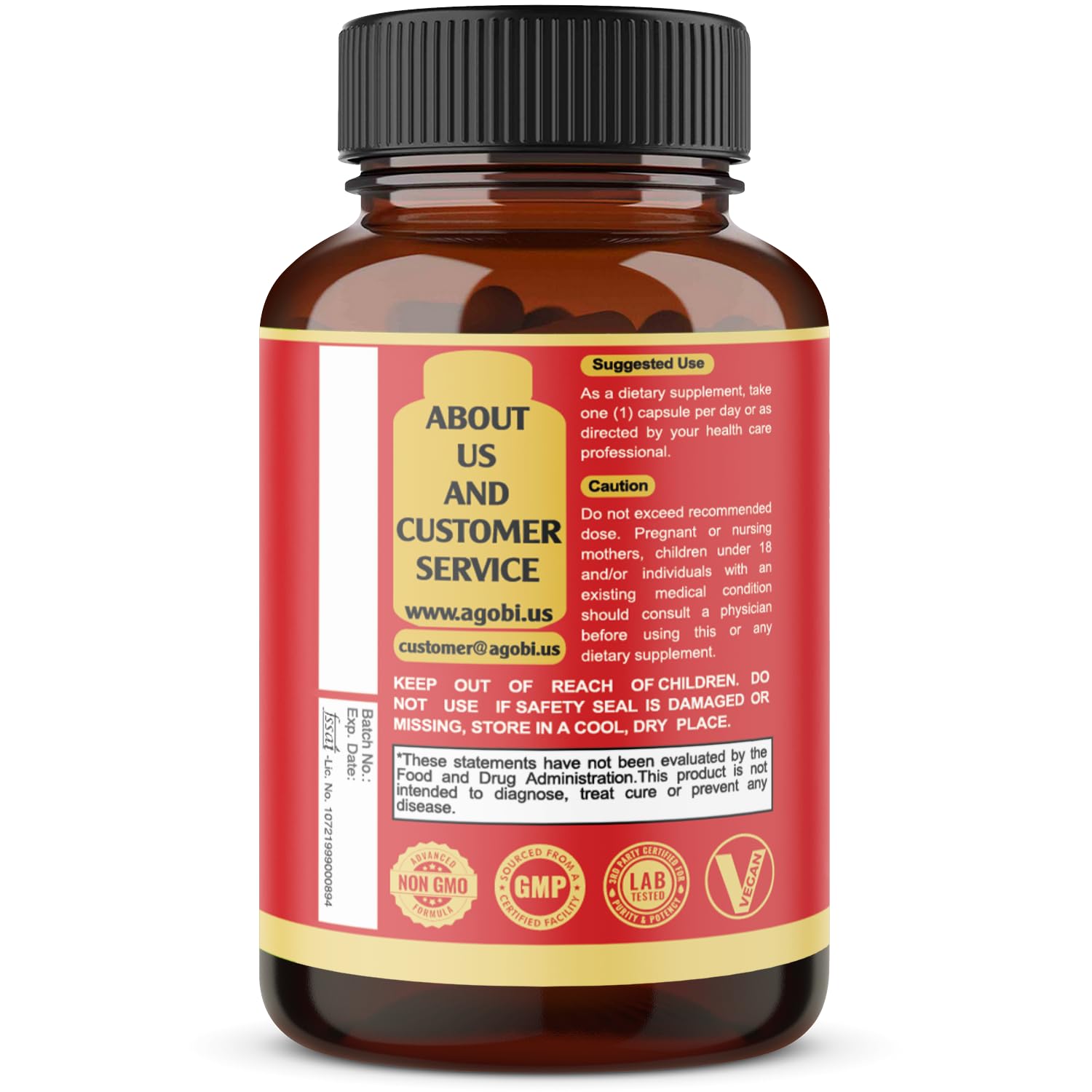 agobi Ginkgo Biloba 9-in-1 Herbal Supplement Capsules close-up
