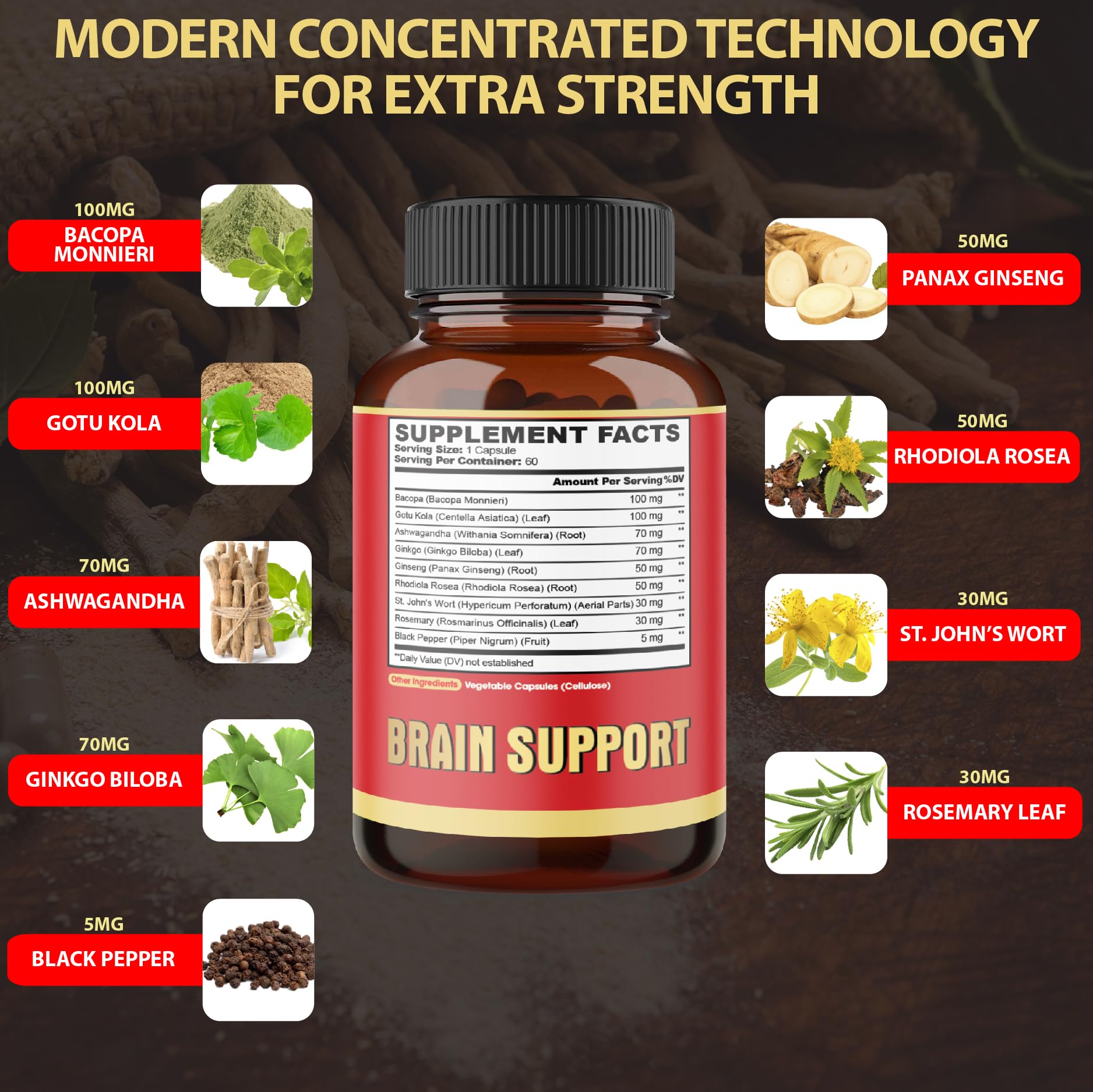 agobi Ginkgo Biloba 9-in-1 Herbal Supplement Capsules side view