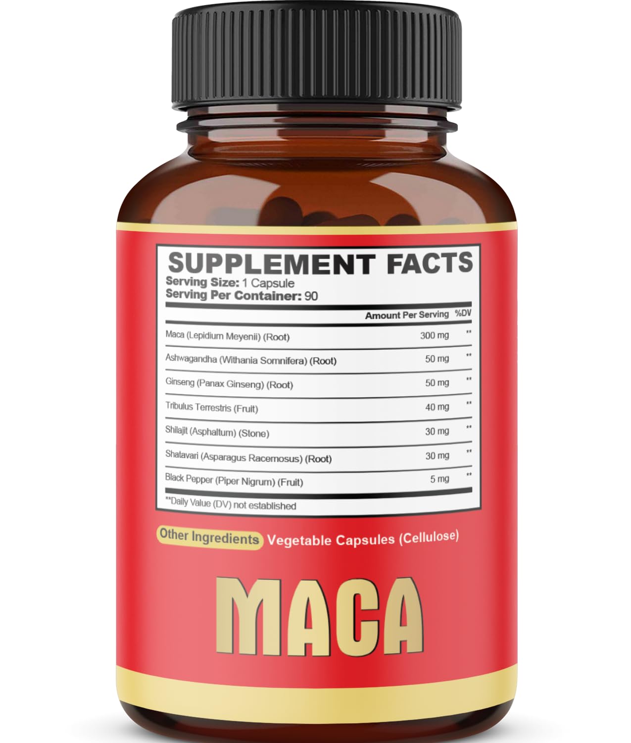 agobi Maca Root Supplement bottle with a measuring spoon