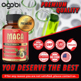 agobi Maca Root Supplement capsules on a wooden table