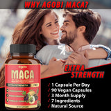 agobi Maca Root Supplement with Ashwagandha and Ginseng ingredients