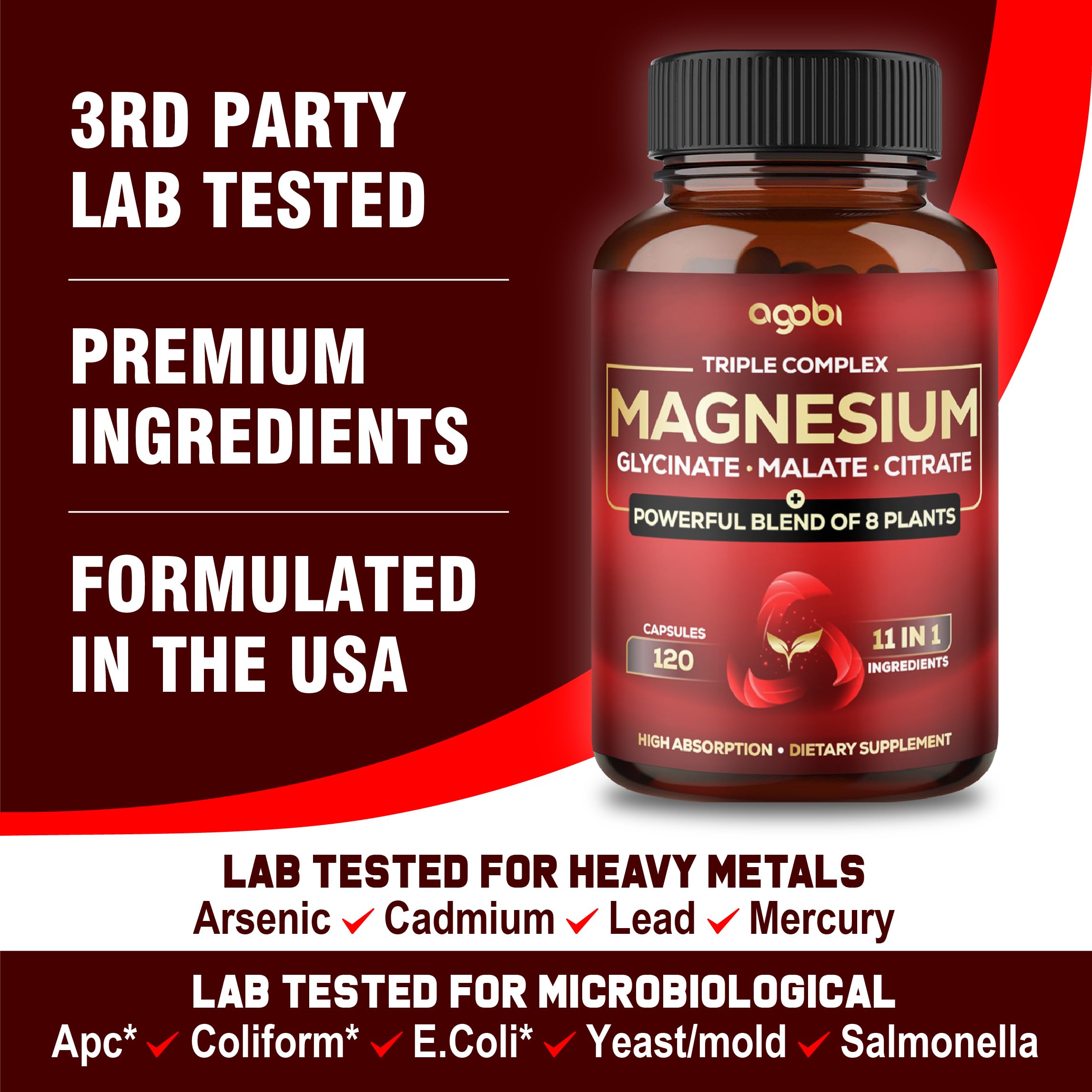 Agobi Magnesium Complex capsules on a wooden surface