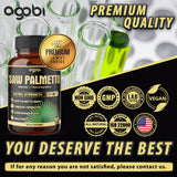 agobi Saw Palmetto Berry Supplement bottle on a wooden table