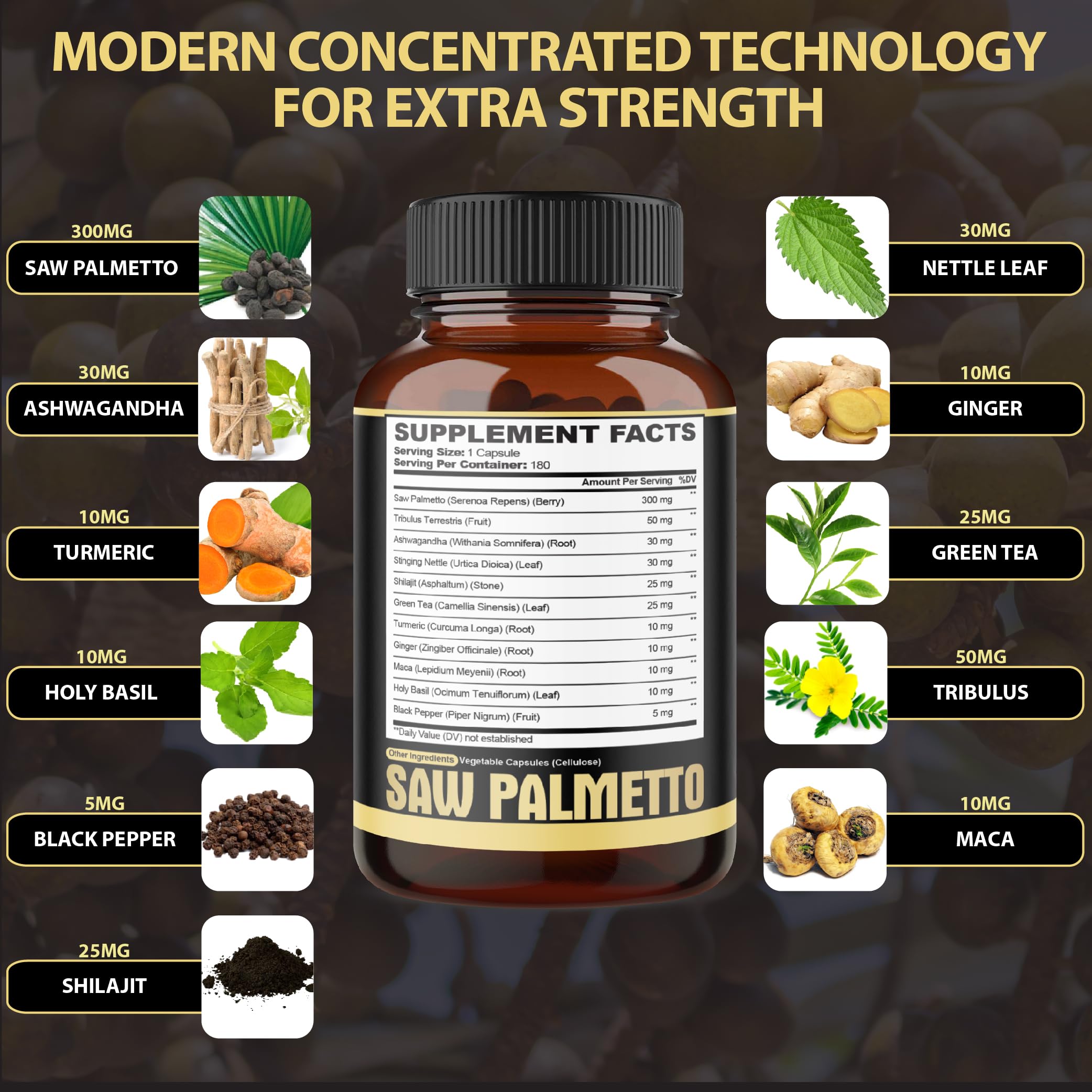 agobi Saw Palmetto Berry Supplement bottle side view