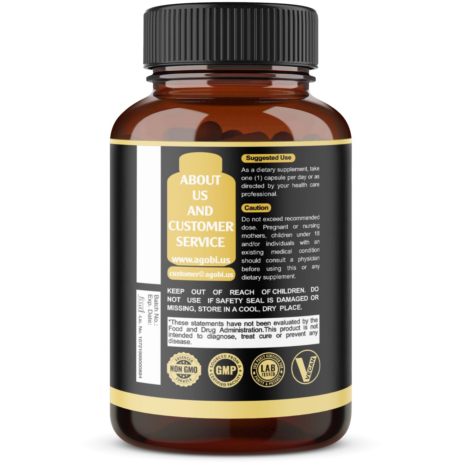 agobi Saw Palmetto Berry Supplement capsules on a white surface