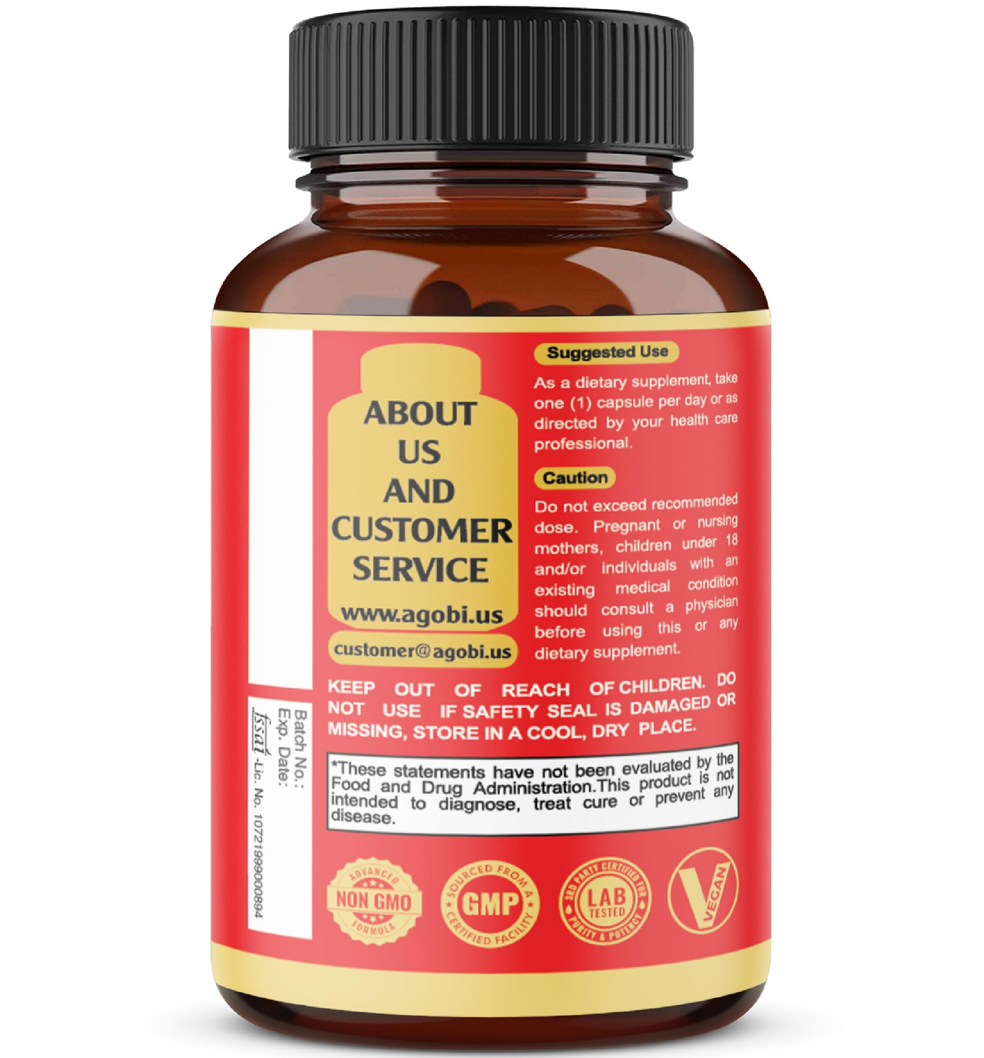 agobi Saw Palmetto Complex capsules with a glass of water