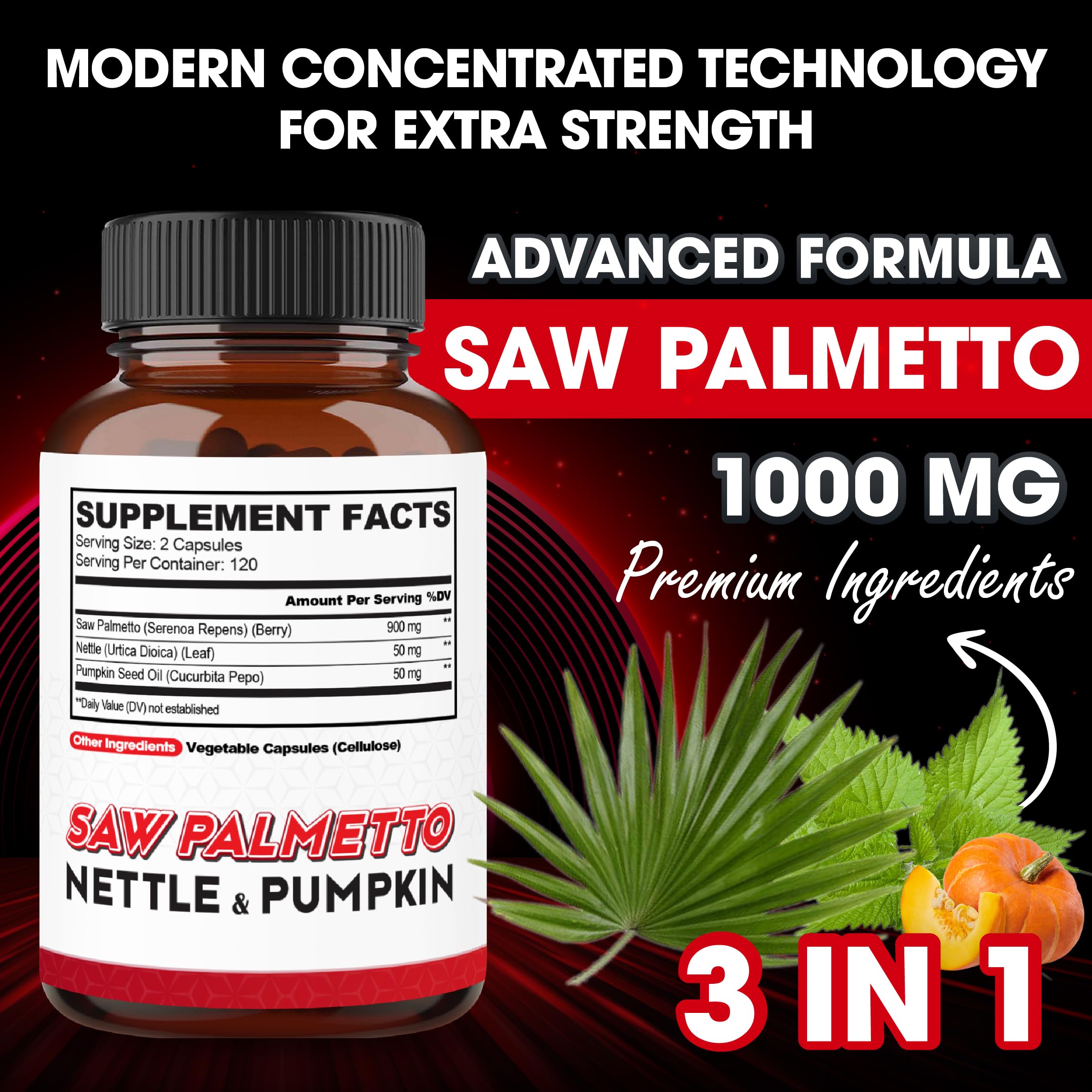 agobi Saw Palmetto Extract Capsules bottle side view