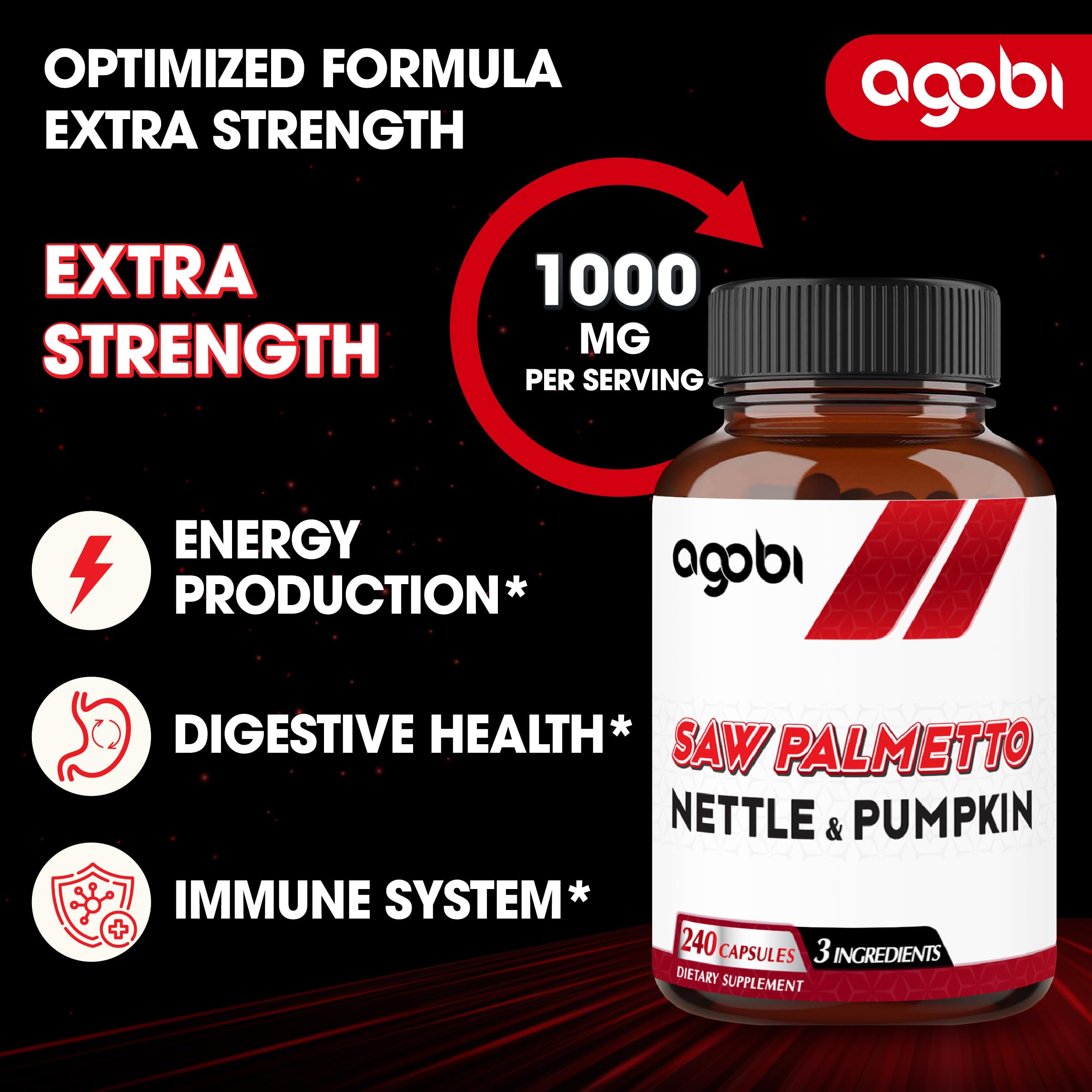 agobi Saw Palmetto Extract Capsules close-up of capsules