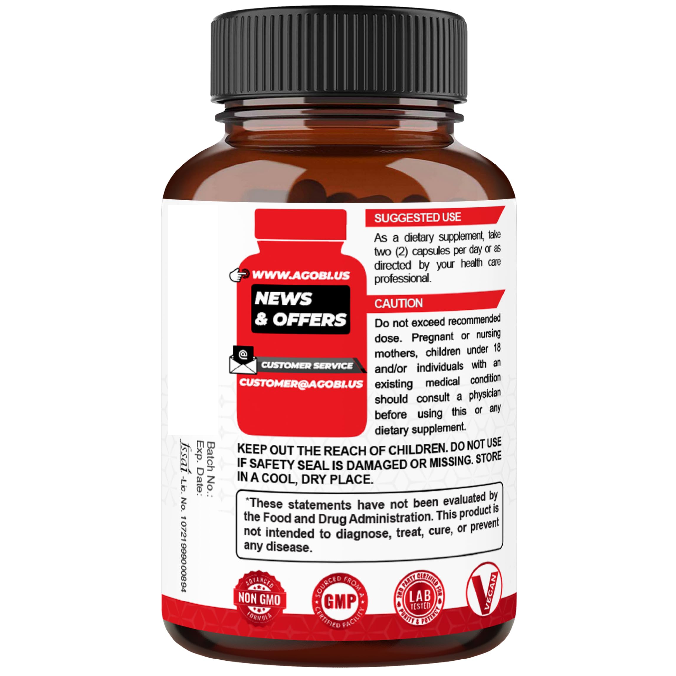 agobi Saw Palmetto Supplement bottle on a wooden surface