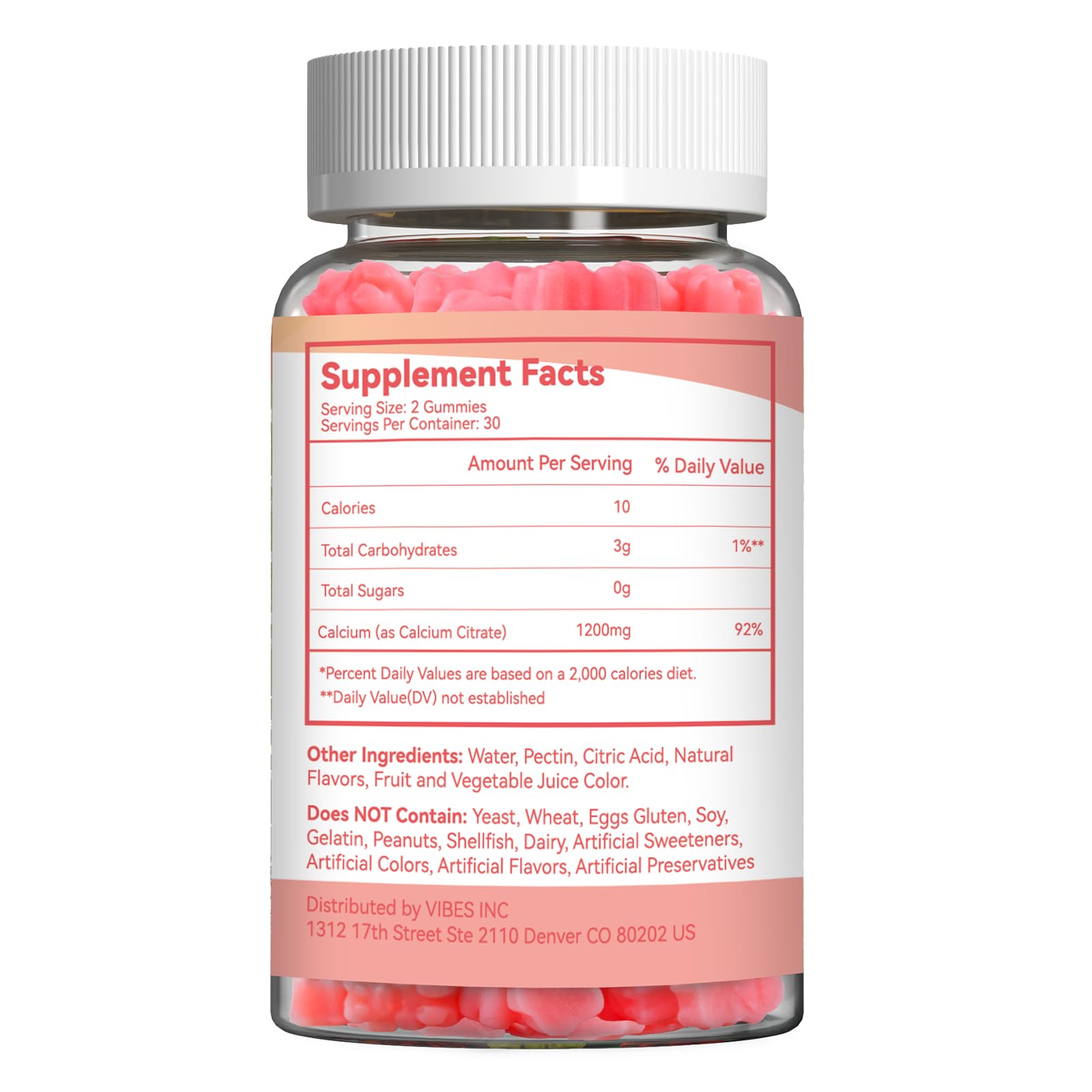Agumoon Calcium Citrate Gummies nutritional information