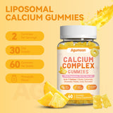 Agumoon Calcium Gummies on a wooden table