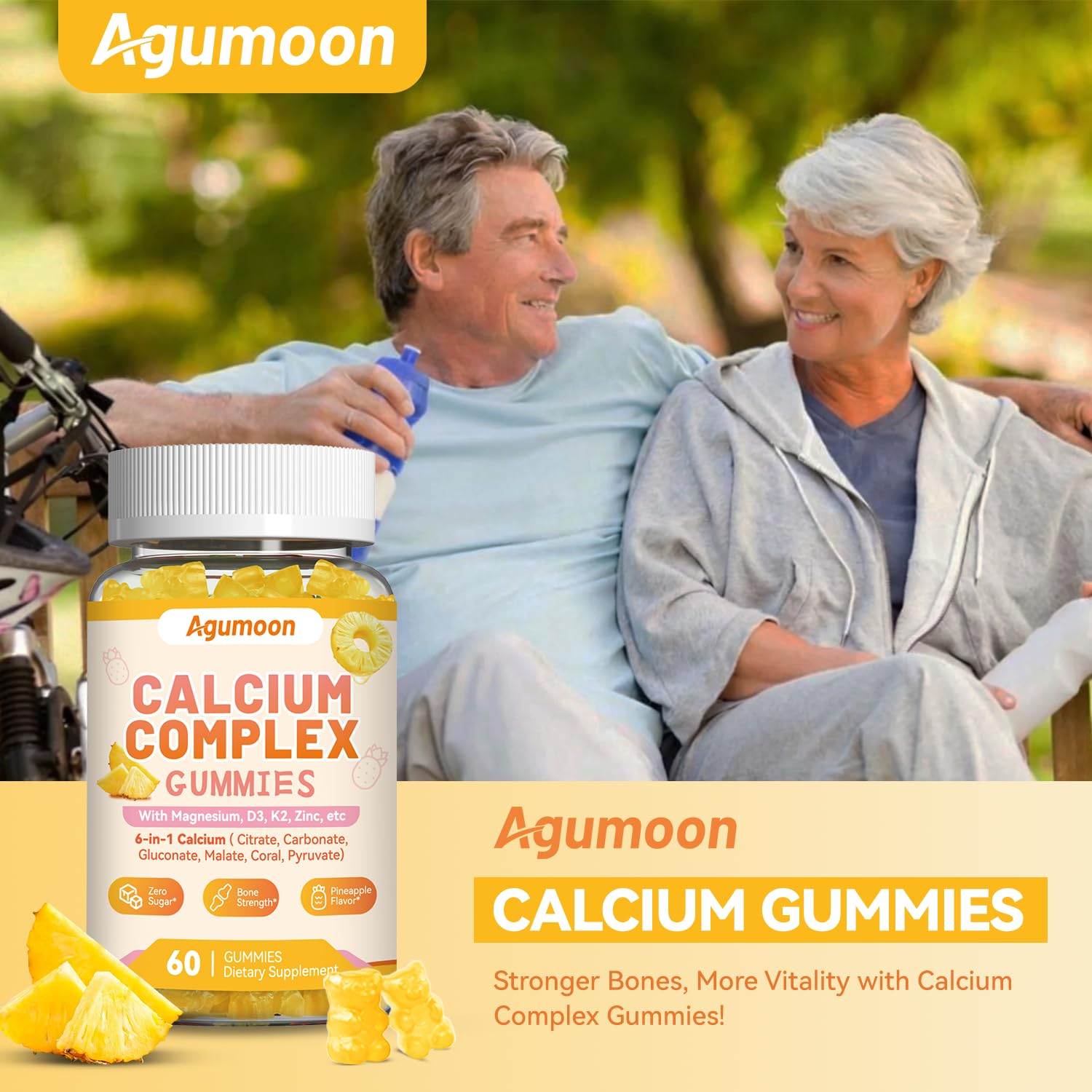Agumoon Calcium Gummies side view displaying gummy texture