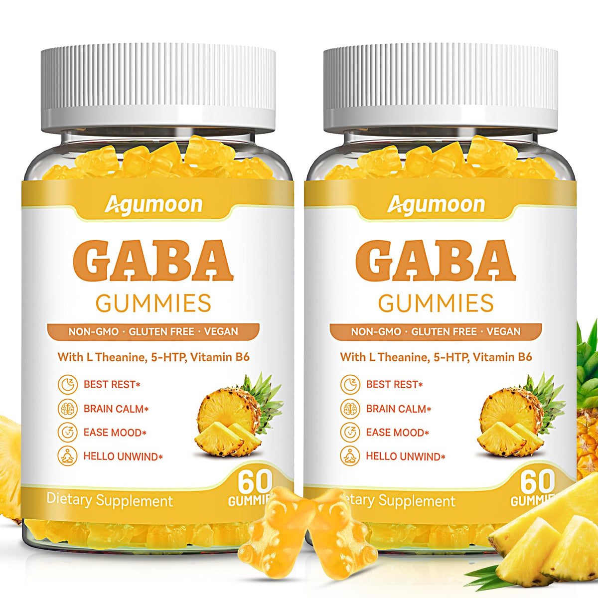 Agumoon GABA Gummies front view packaging with pineapple flavour