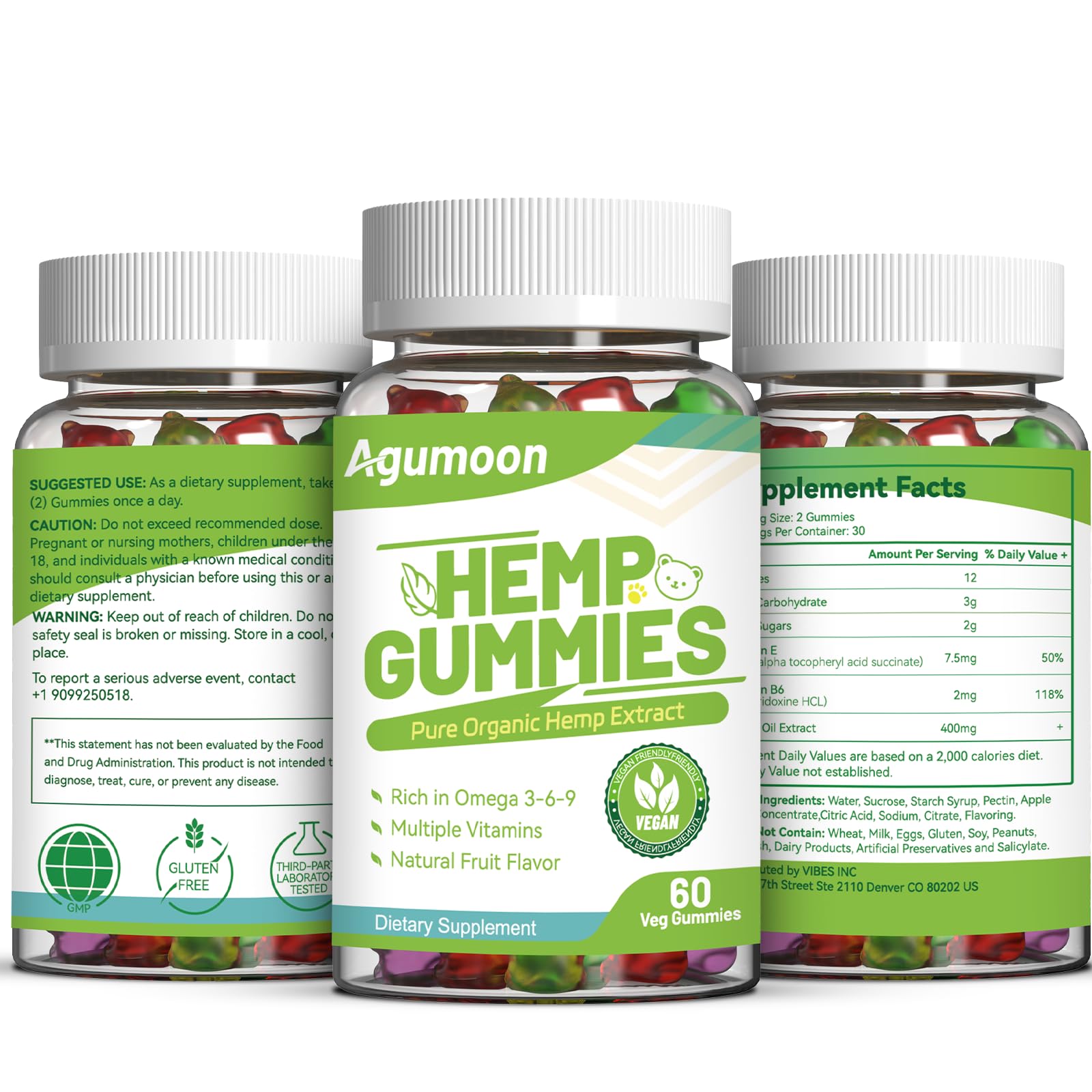 Agumoon Hemp Gummies 120 Count packaging