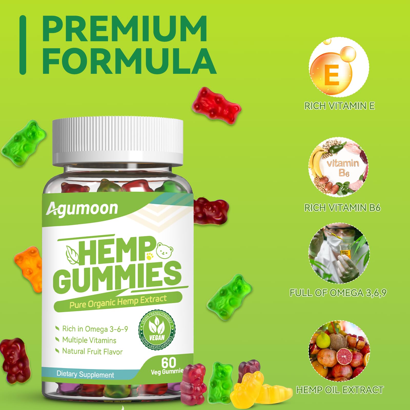 Agumoon Hemp Gummies on a wooden table