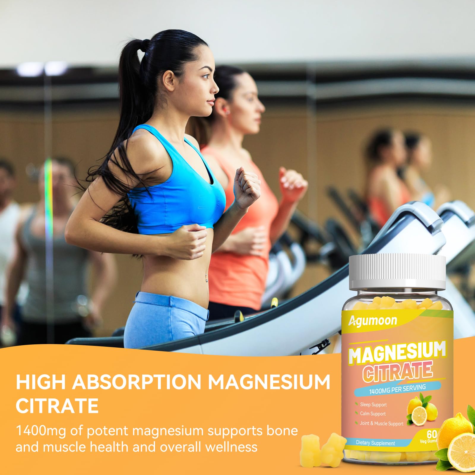 Agumoon Magnesium Citrate Gummies with fresh lemons