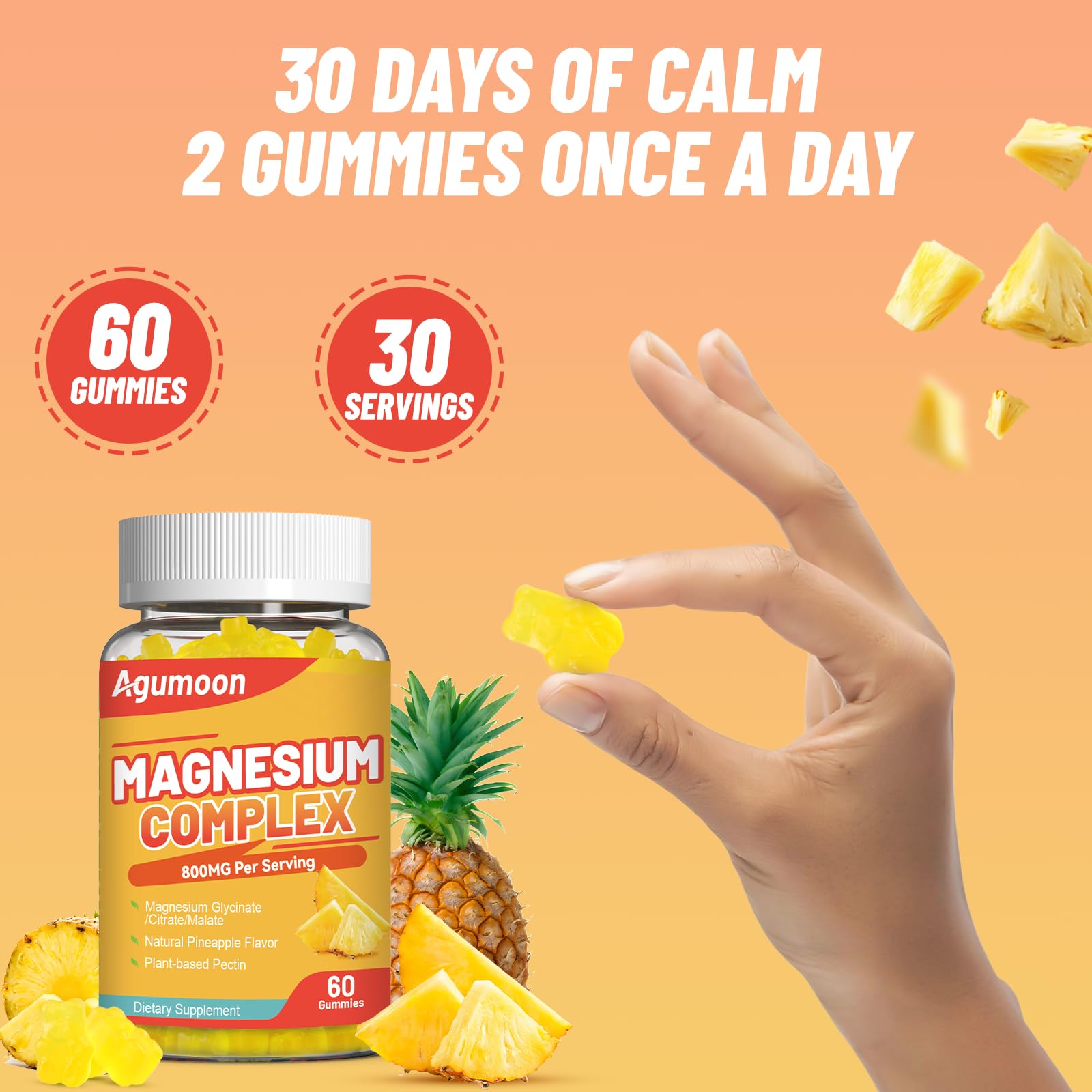 Agumoon Magnesium Gummies with a measuring spoon