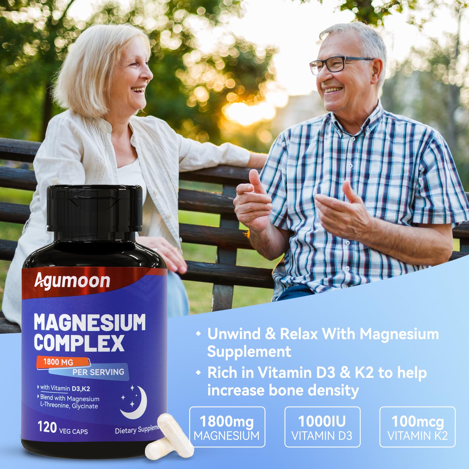 Agumoon Magnesium Supplement 1800mg capsules