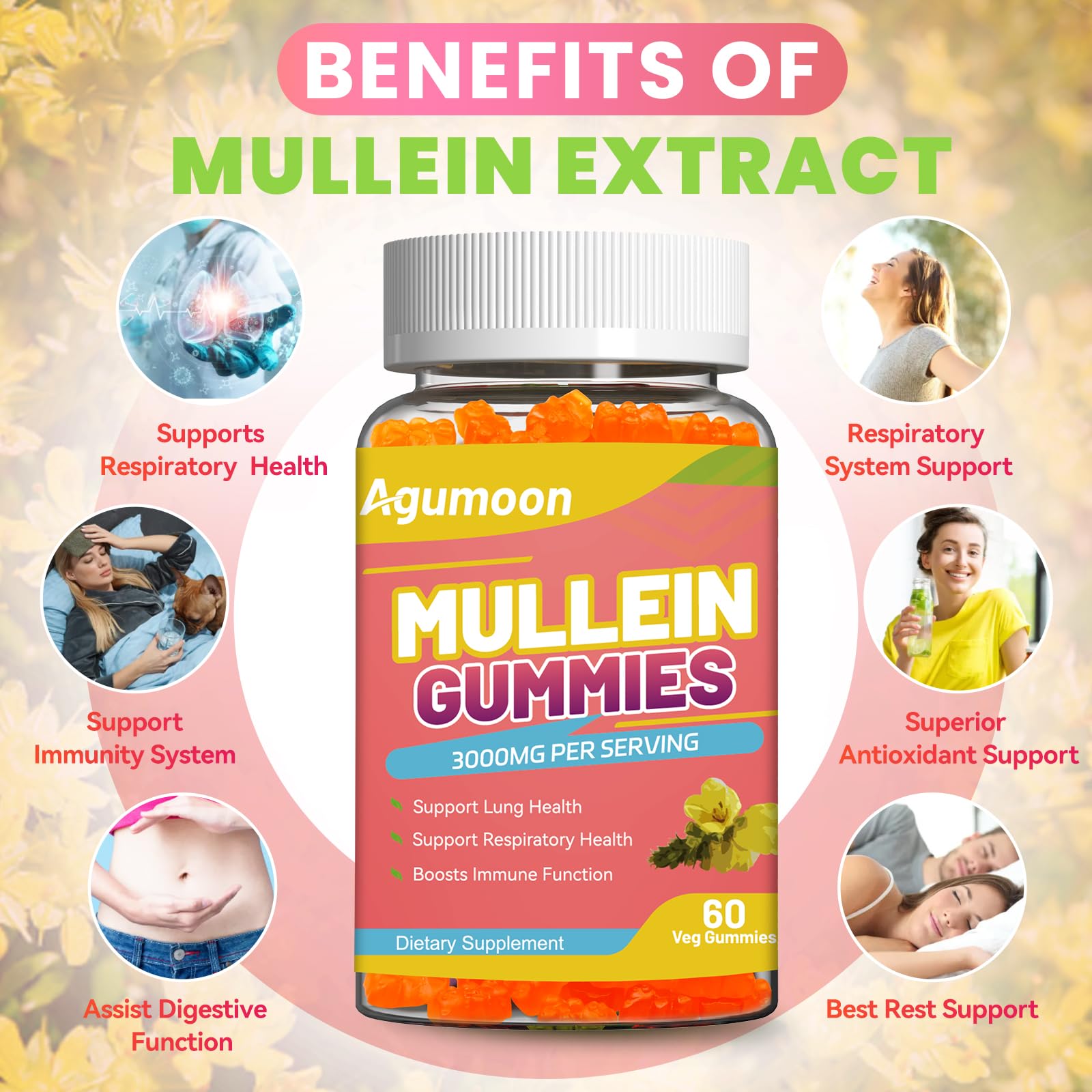 Agumoon Mullein Gummies nutritional information label