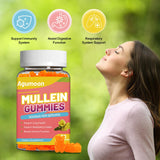 Agumoon Mullein Gummies with a mango fruit background