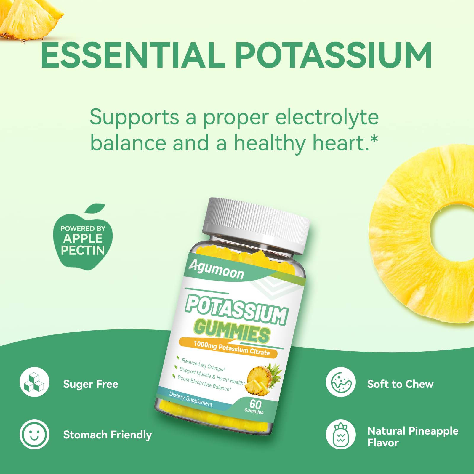 Agumoon Potassium Citrate Gummies on a wooden table