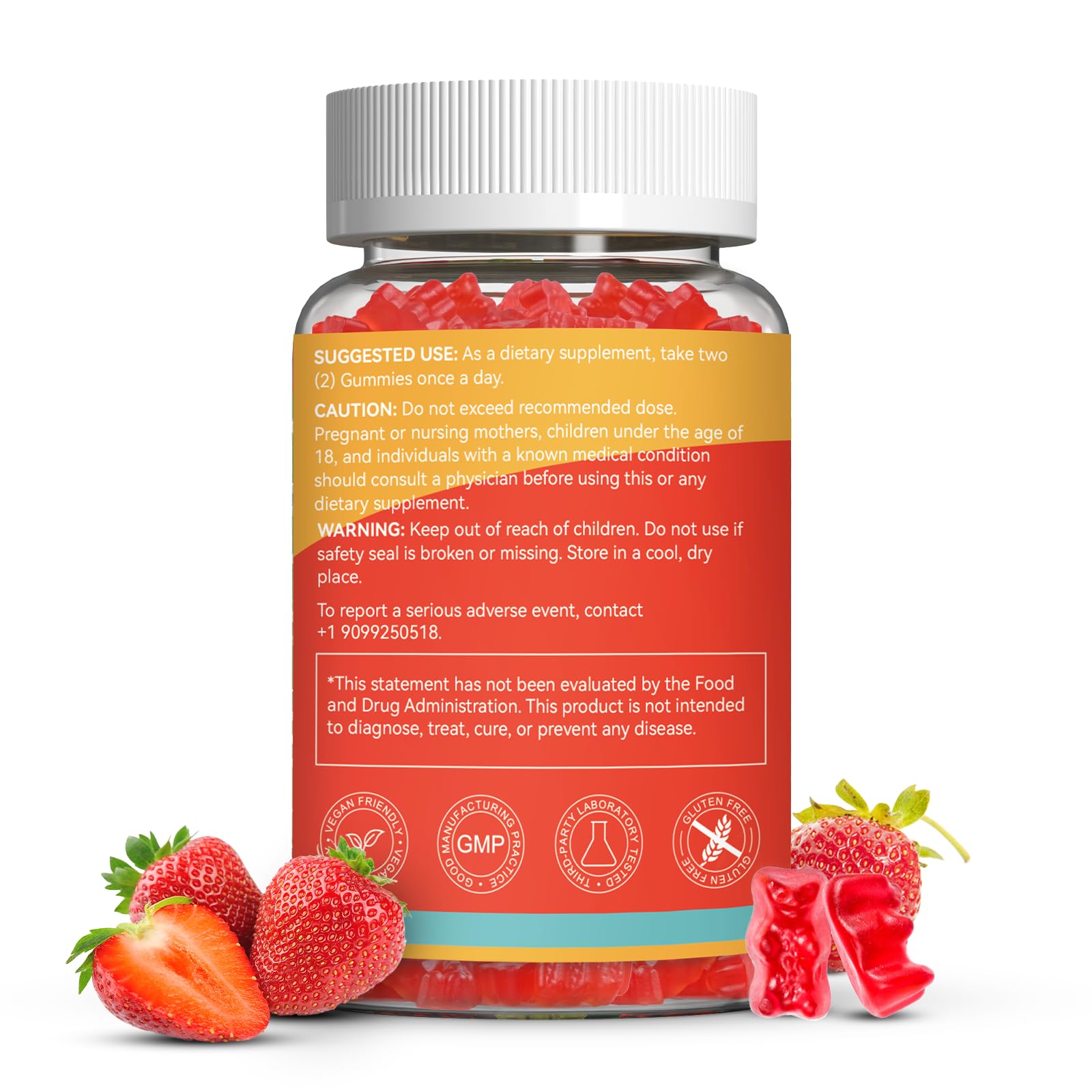 Agumoon Vitamin D3 Gummies with fresh strawberries