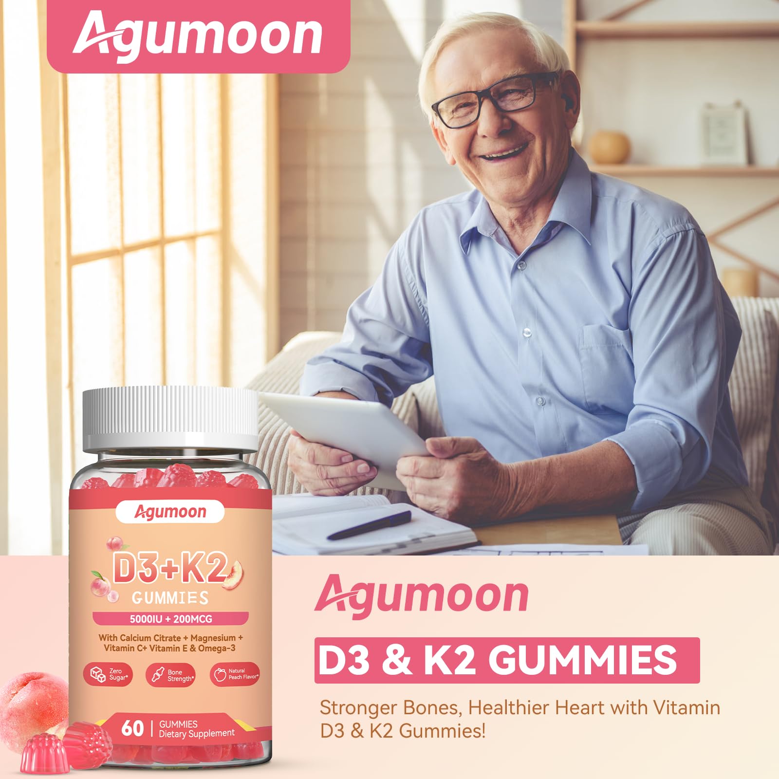 Agumoon Vitamin D3 K2 Gummies close-up of gummies