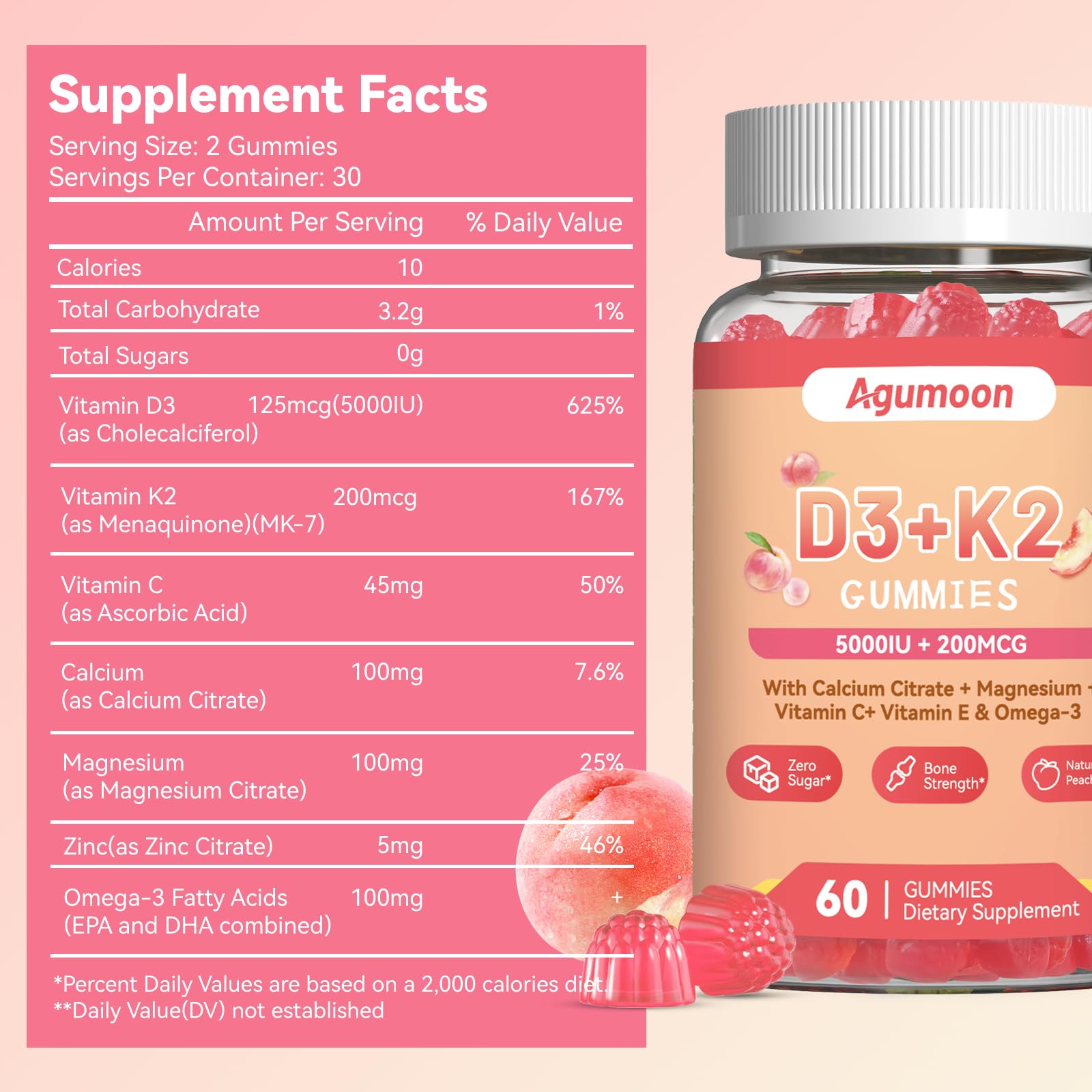 Agumoon Vitamin D3 K2 Gummies packaging side view