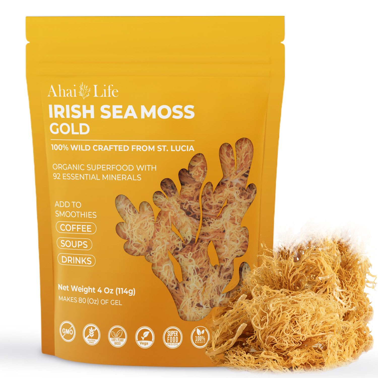 Ahai Life Gold Sea Moss 4oz front view packaging