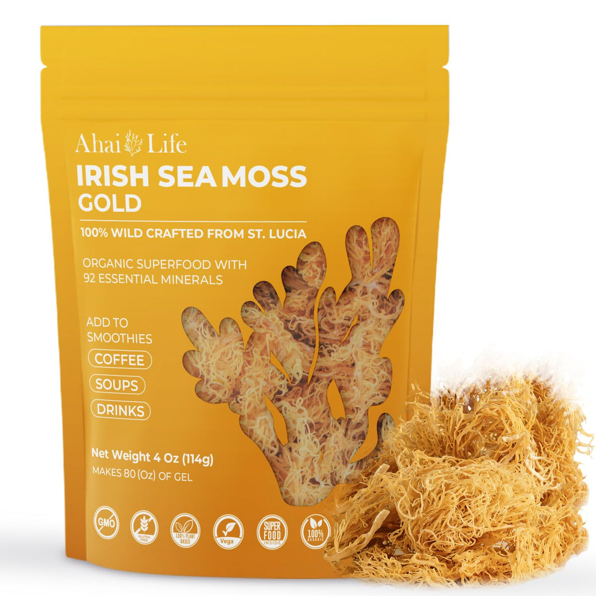 Ahai Life Gold Sea Moss 4oz front view packaging